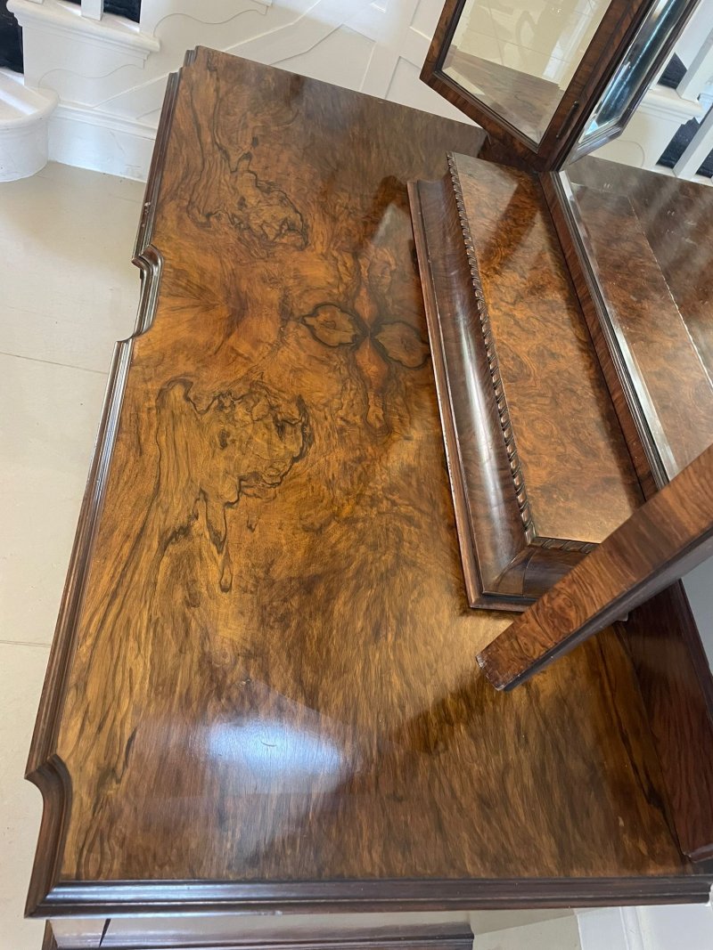 Outstanding Quality Antique Burr Walnut Dressing Table - Image 10